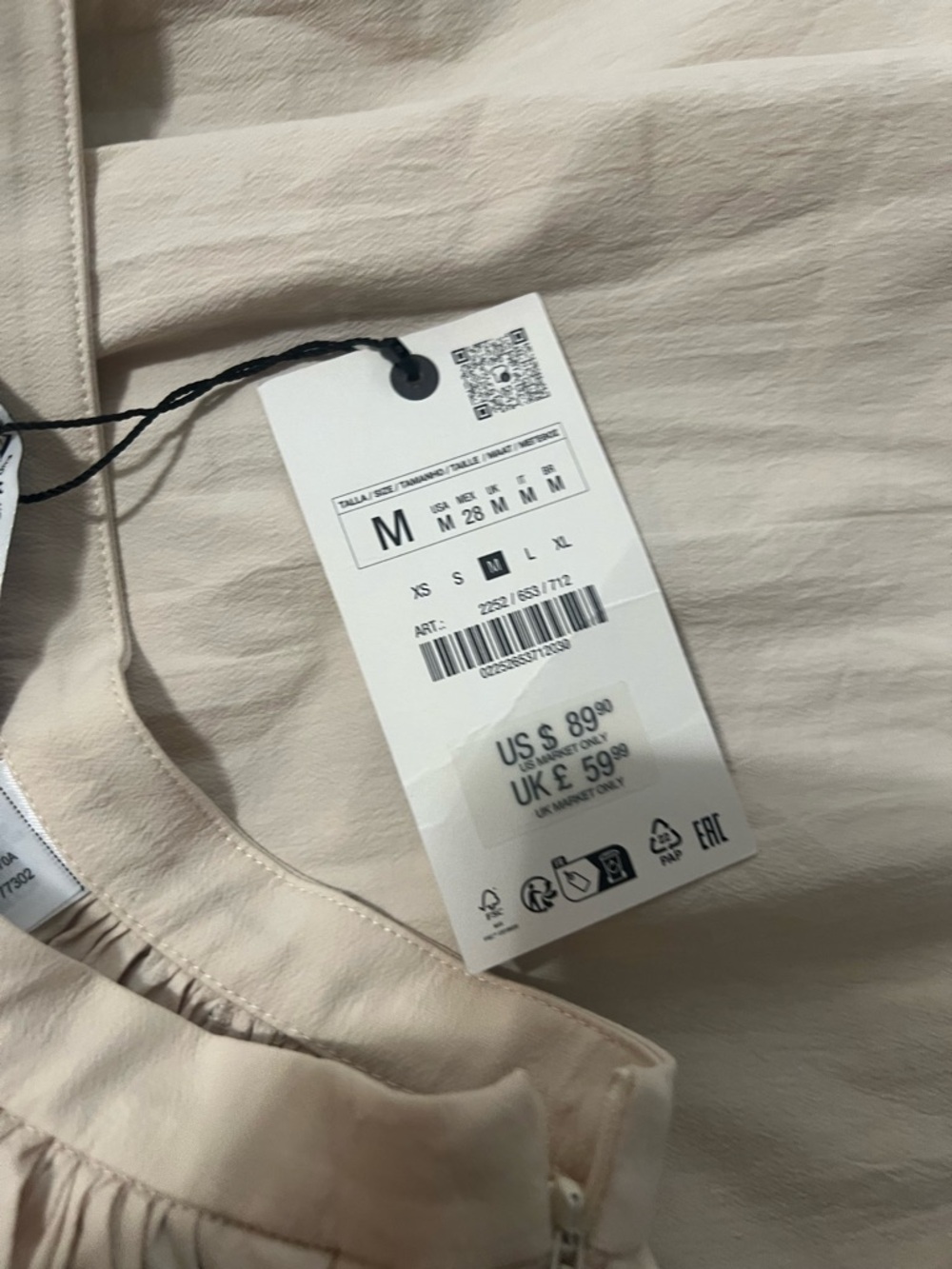 Zara Cream A-Line Gathered Midi Skirt New With Tags 2252/653 - Picture 4 of 7